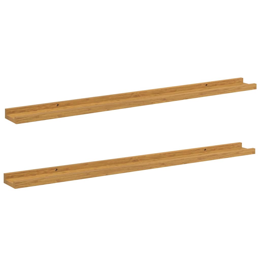 Vegghylle med hylle 2 pcs Beige 100 x 9 x 3 cm Konstruert tre