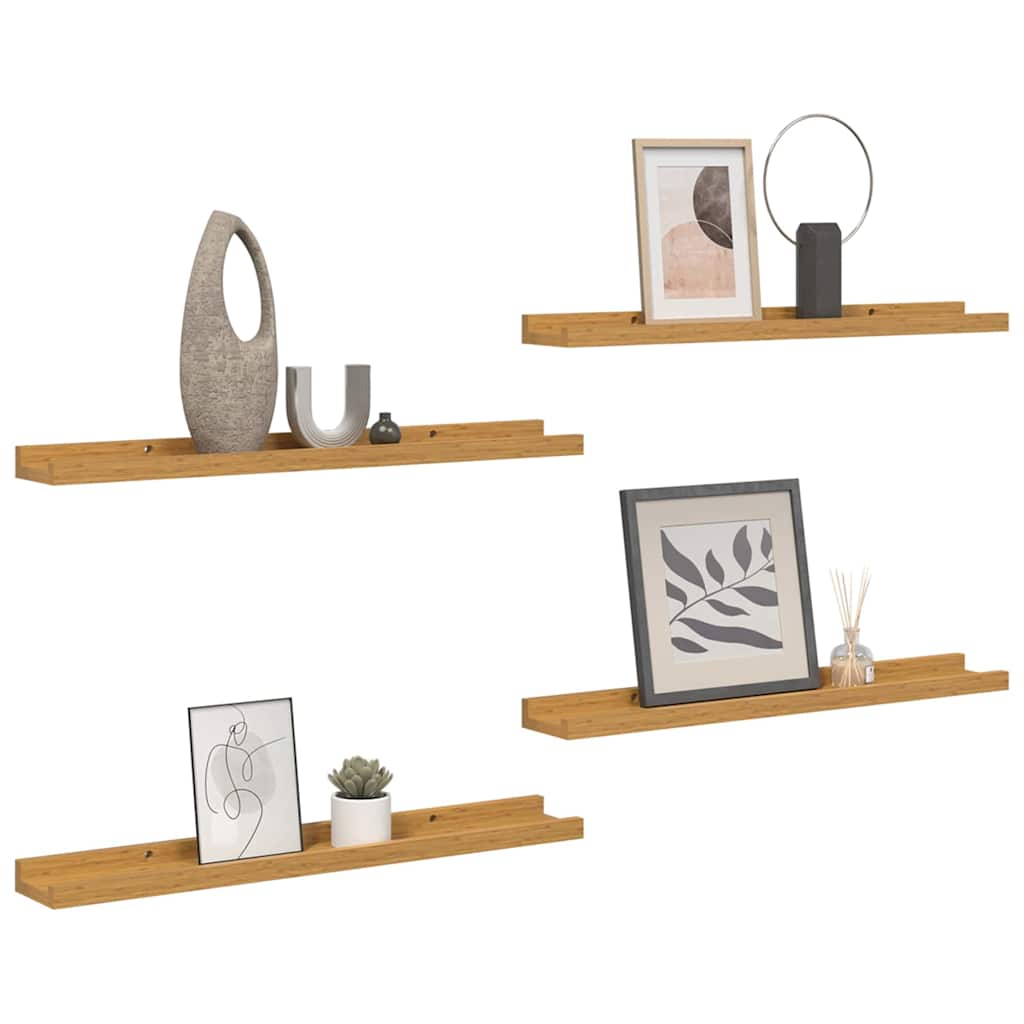 Vegghylle med hylle 4 pcs Beige 40 x 9 x 3 cm Konstruert tre