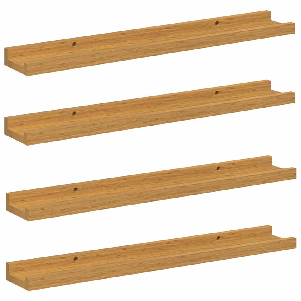 Vegghylle med hylle 4 pcs Beige 60 x 9 x 3 cm Konstruert tre