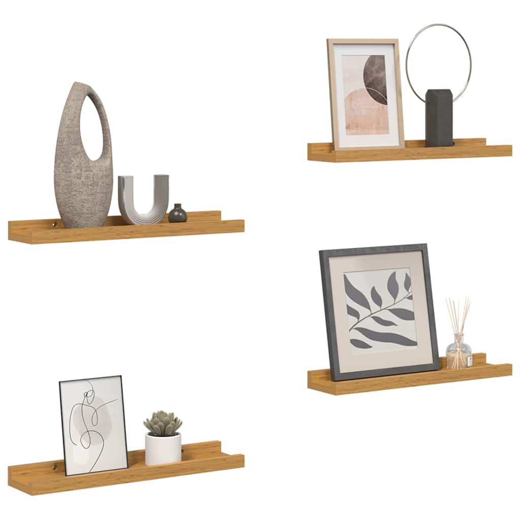 Vegghylle med hylle 4 pcs Beige 60 x 9 x 3 cm Konstruert tre
