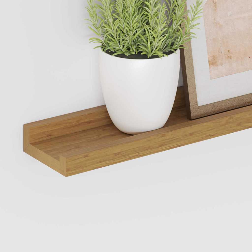 Vegghylle med hylle 4 pcs Beige 115 x 9 x 3 cm Konstruert tre