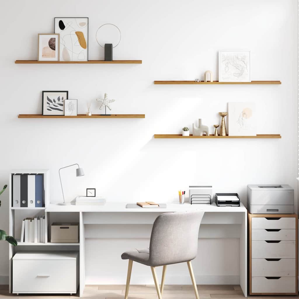 Vegghylle med hylle 4 pcs Beige 115 x 9 x 3 cm Konstruert tre