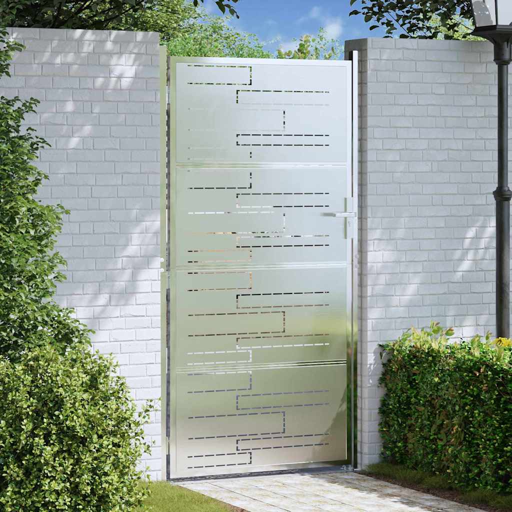 Hageport 85 x 174 cm Rustfritt Stål sølv Låsbar