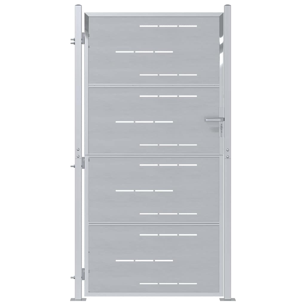 Hageport med lås sølv 85 x 196 cm Rustfritt Stål