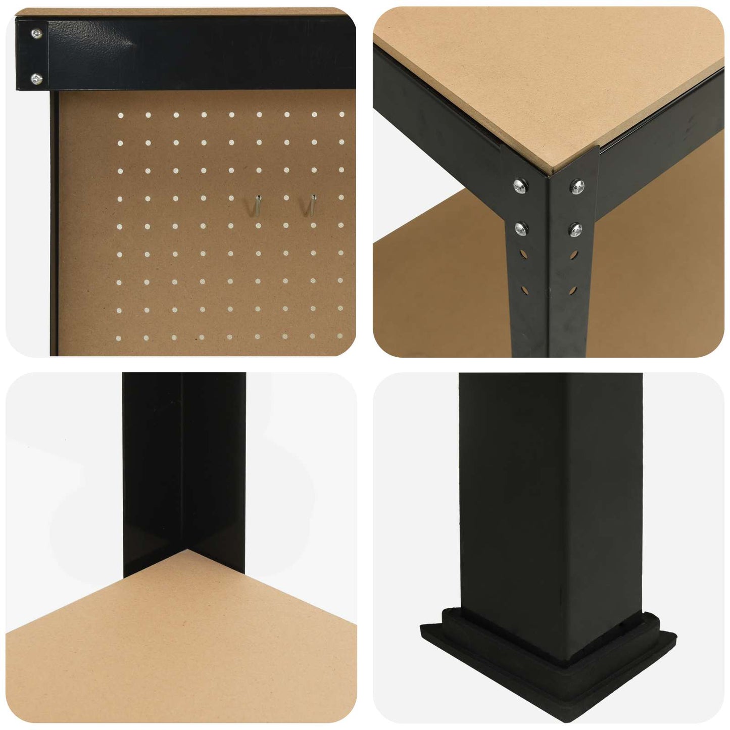 Arbeidsbenk Svart 114 x 54 x 145 cm Ingeniørtre og metall