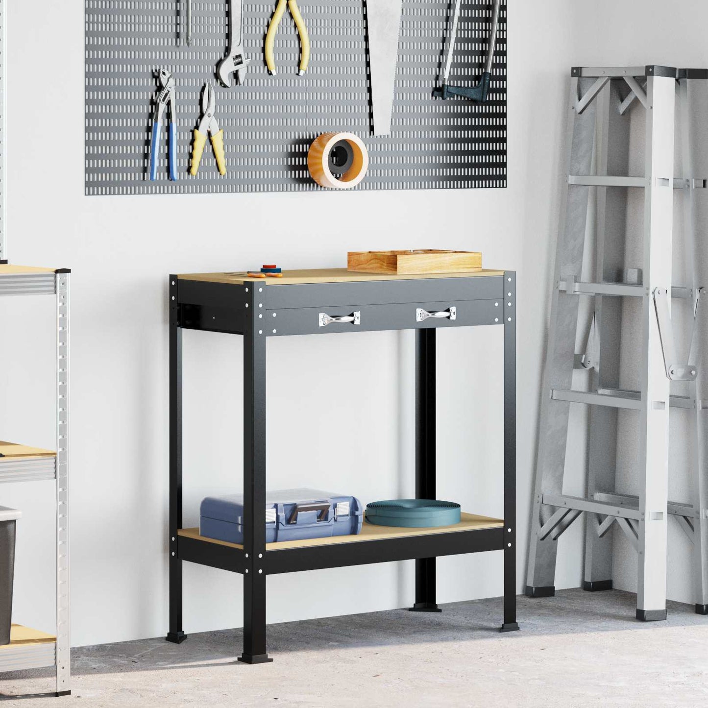 Arbeidsbenk Svart 80 x 40 x 91 cm Ingeniørtre og metall
