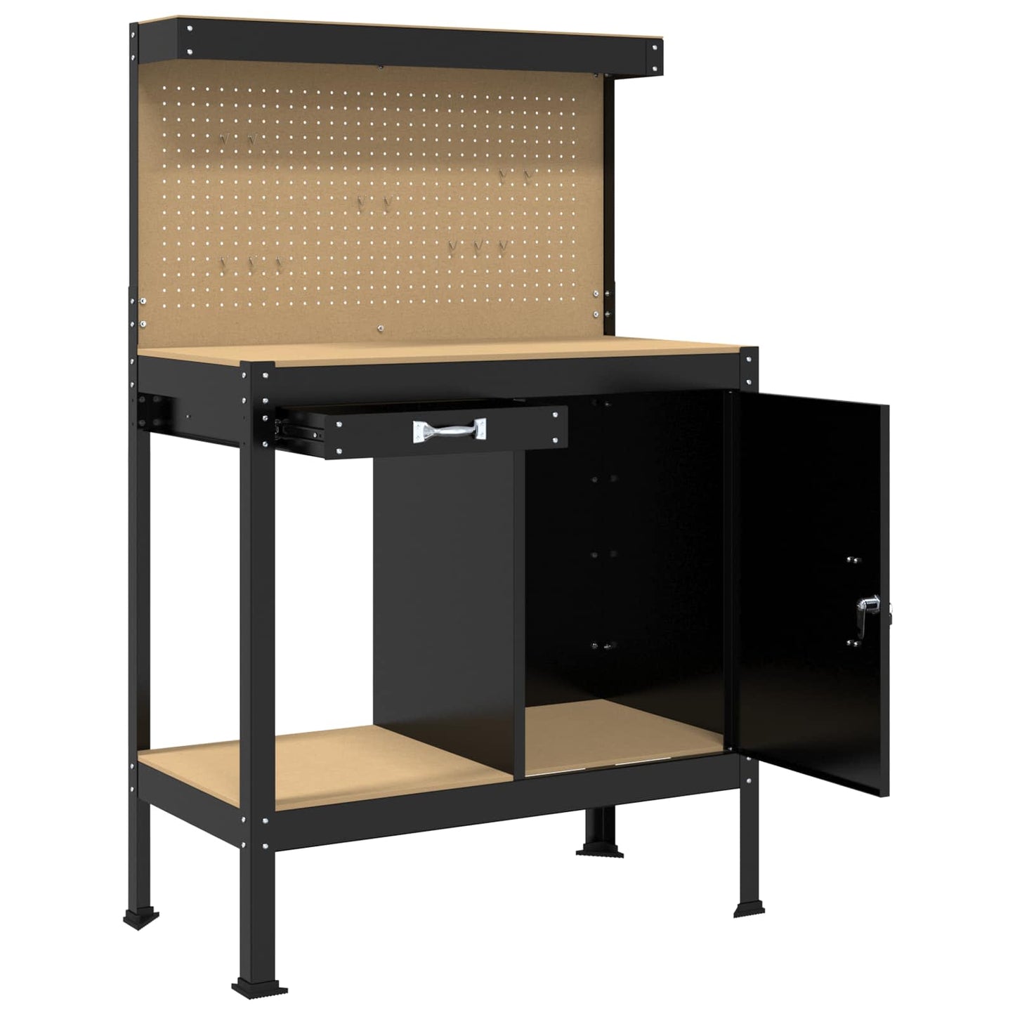 Arbeidsbenk Svart 90 x 49 x 141 cm Ingeniørtre og metall