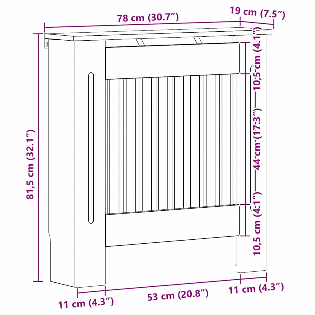Radiator Deksel Grå Sonoma 78 x 19 x 81,5 cm Konstruert tre