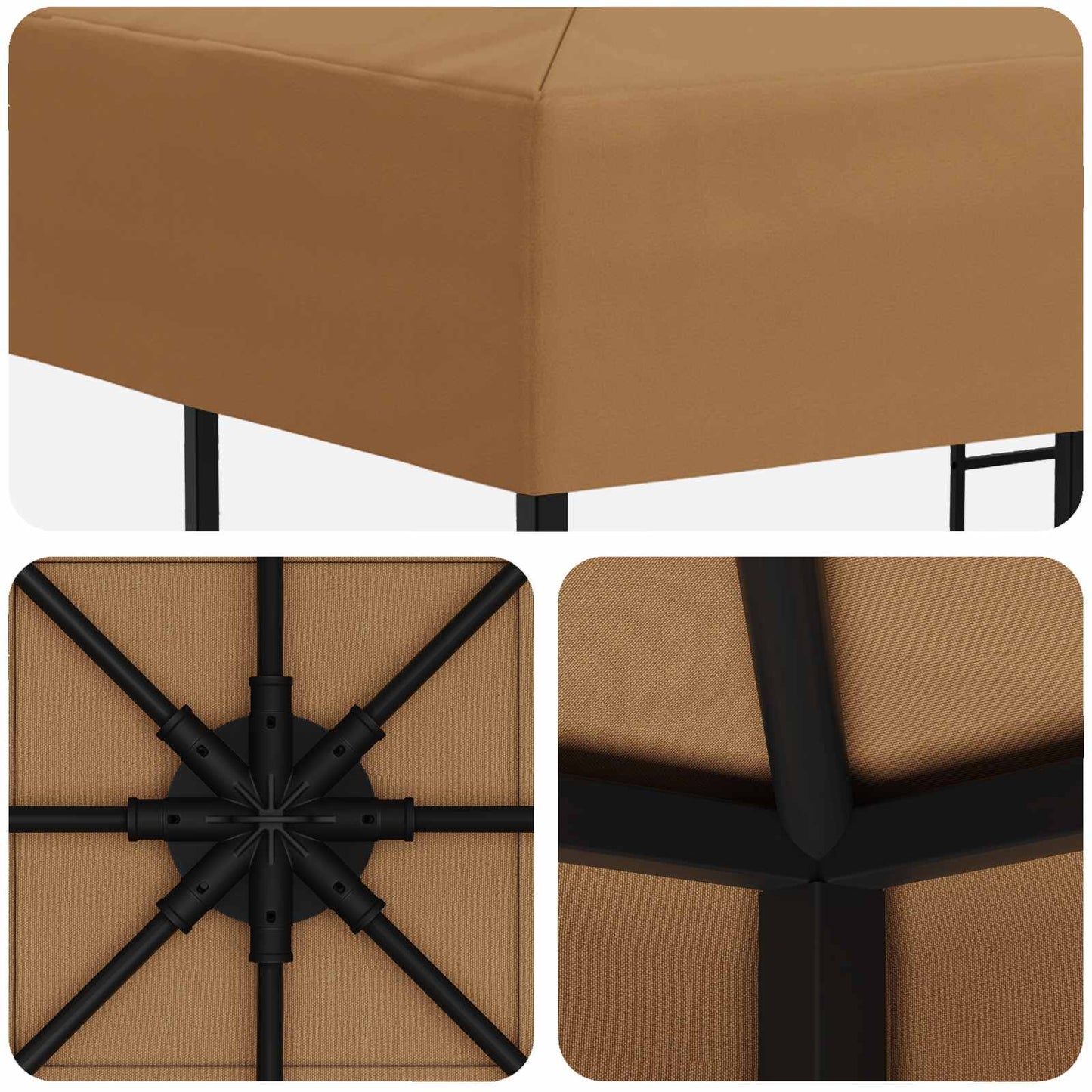 Paviljong 3 x 3 m Beige Polyester og stål 190 gsm