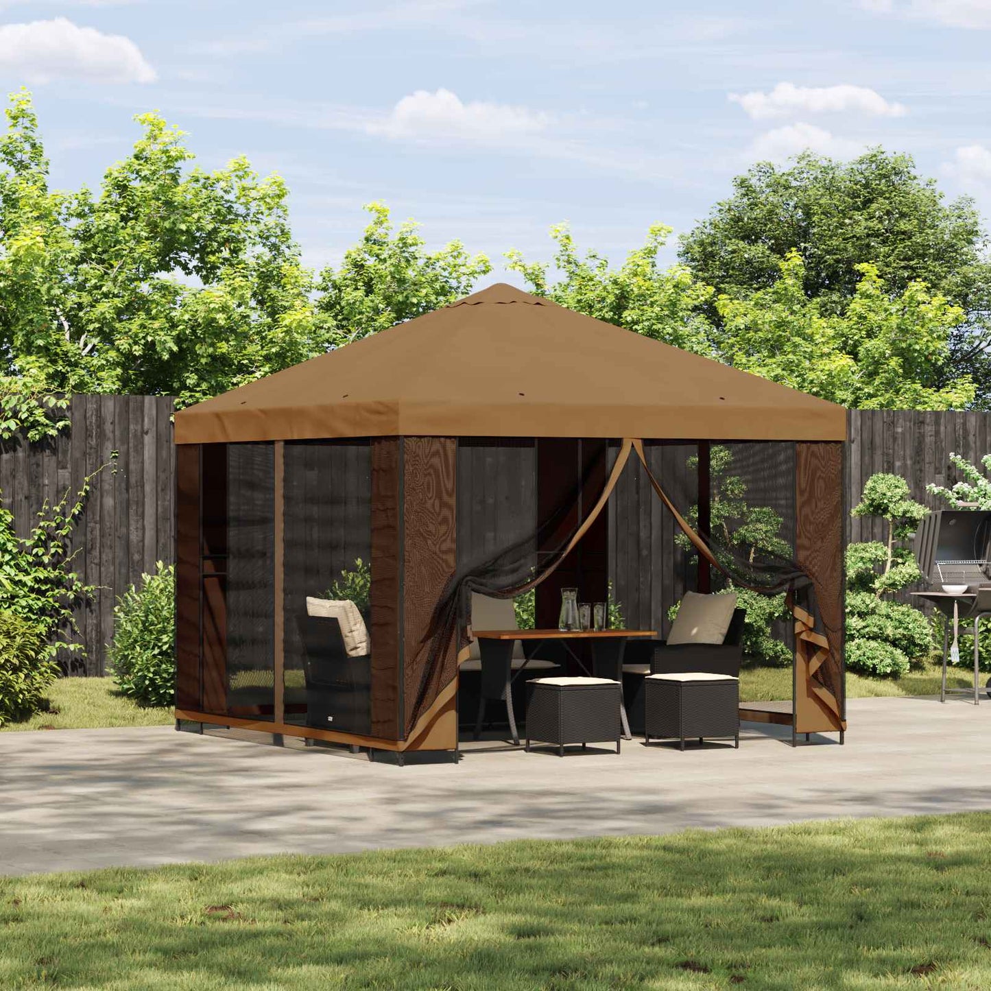 Paviljong 3 x 3 m Beige Polyester og stål 190 gsm