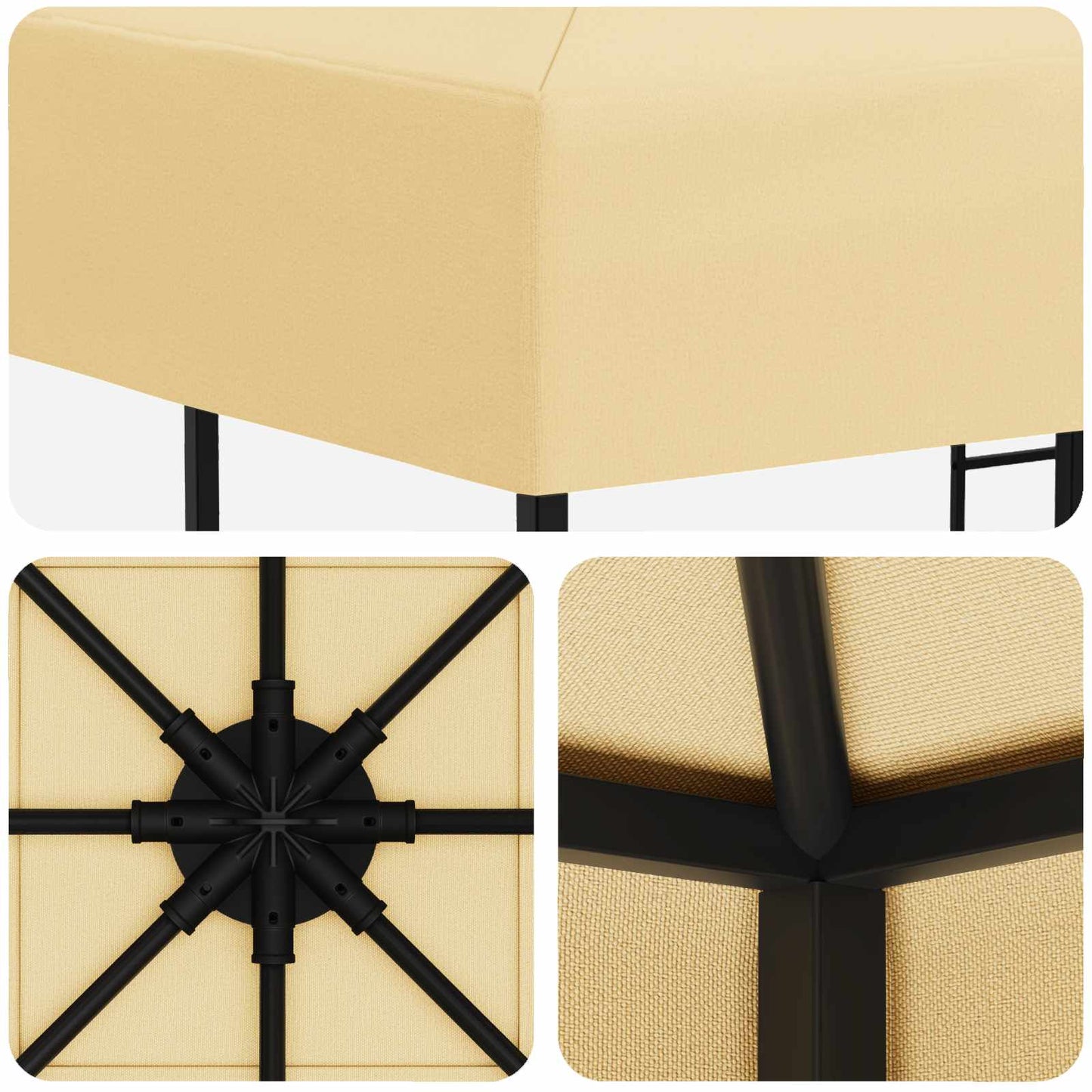Paviljong 3 x 3 m Krem Polyester og stål 190 gsm