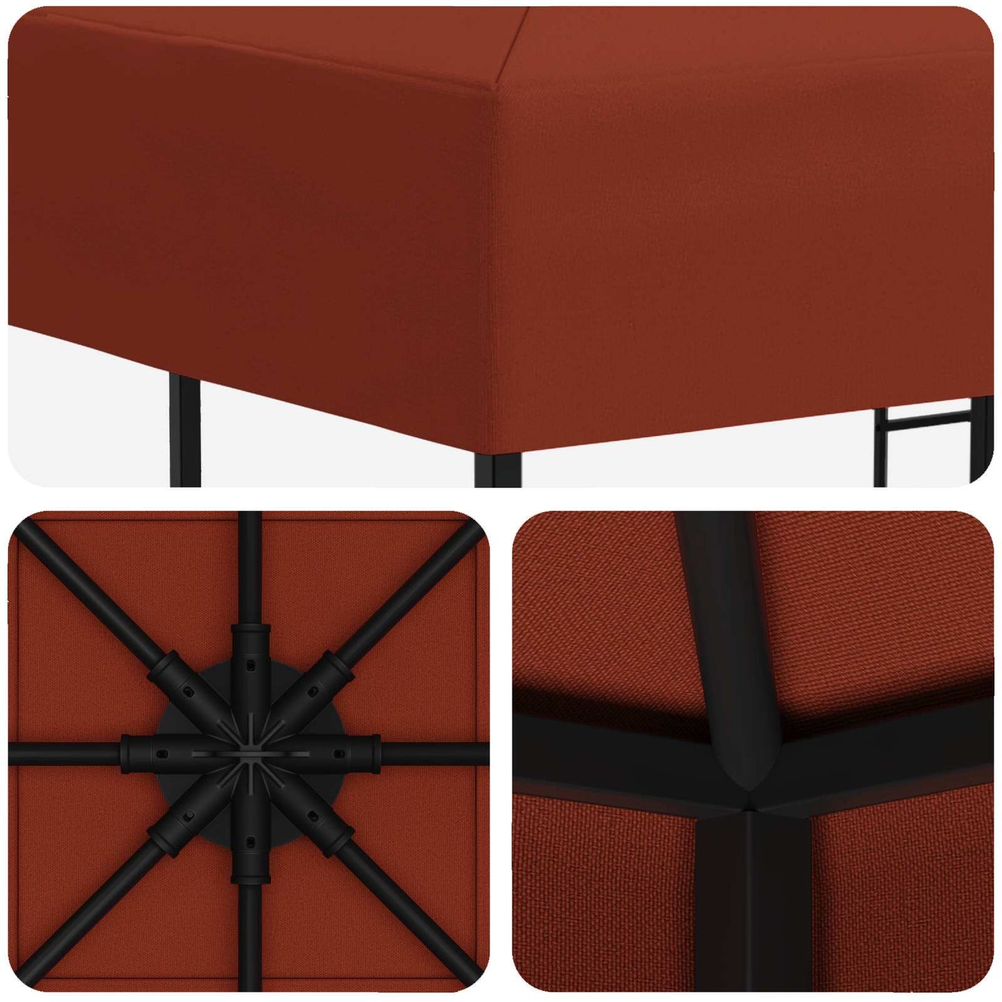 Paviljong 3 x 3 m Terrakotta Polyester og stål 190 gsm