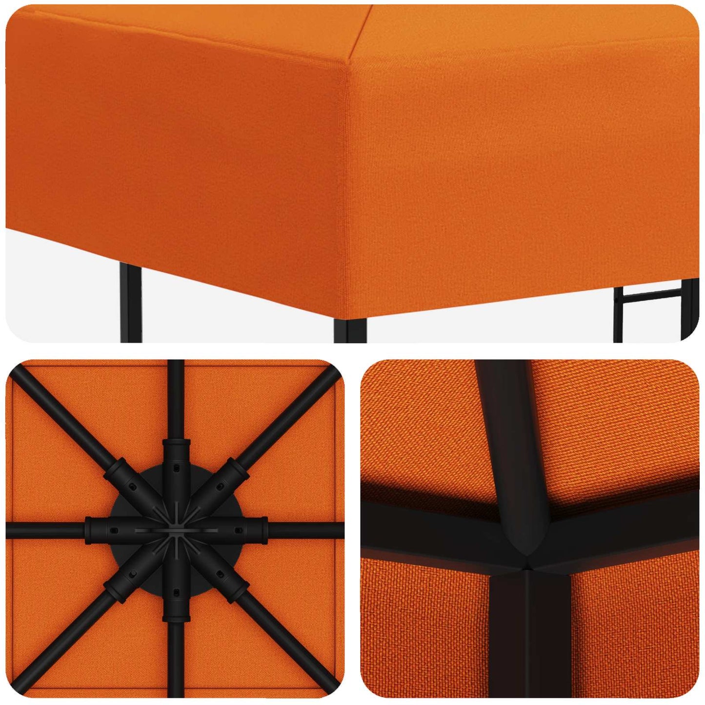 Paviljong 3 x 3 m Oransje Polyester og stål 190 gsm