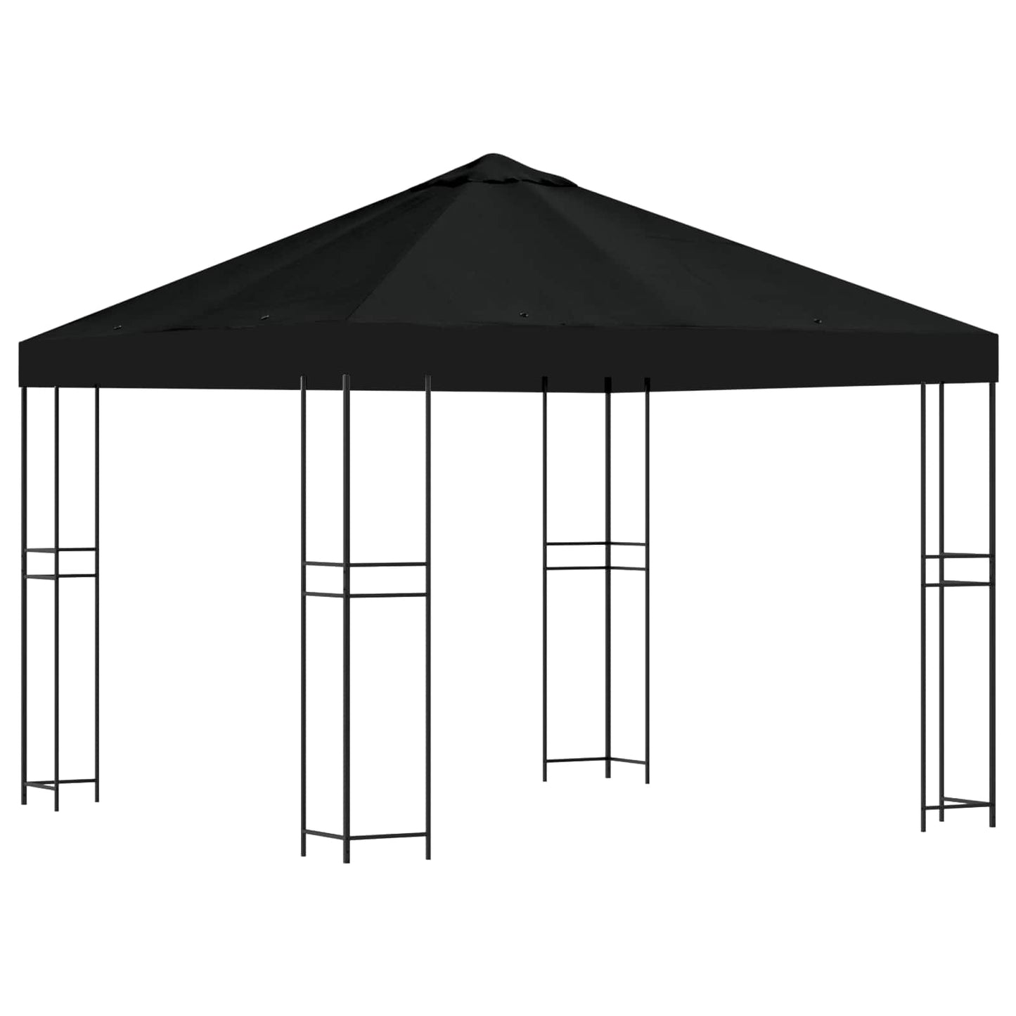 Paviljong 3 x 3 m Svart Polyester og stål 190 gsm