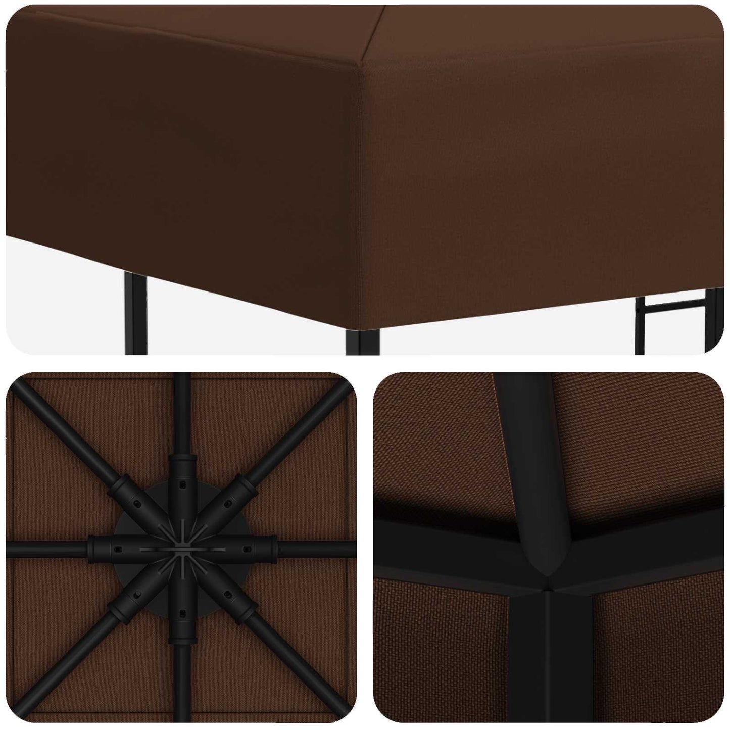 Paviljong 3 x 3 m Brun Polyester og stål 190 gsm
