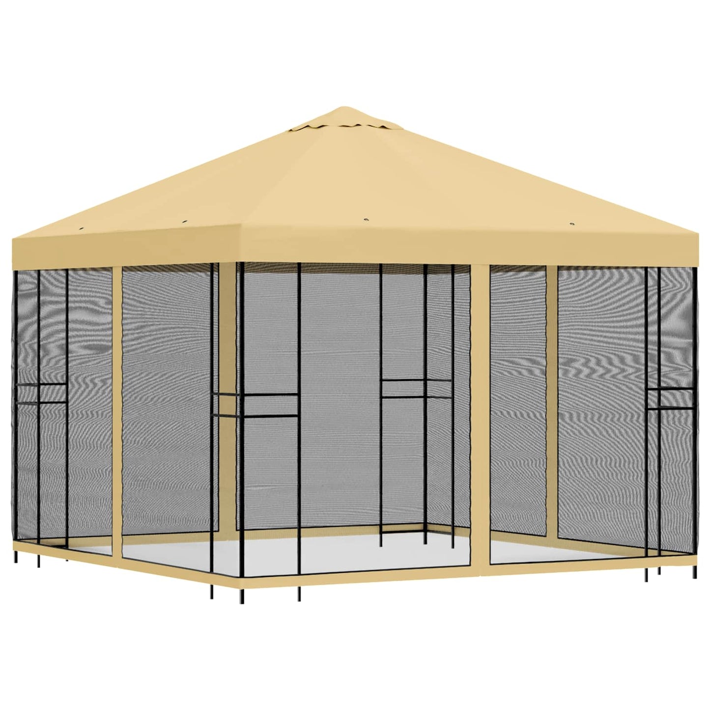 Hagepaviljong med sidevegger 3 x 3 m Krem Polyester og stål