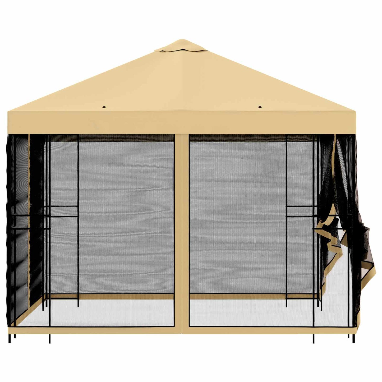 Hagepaviljong med sidevegger 3 x 3 m Krem Polyester og stål