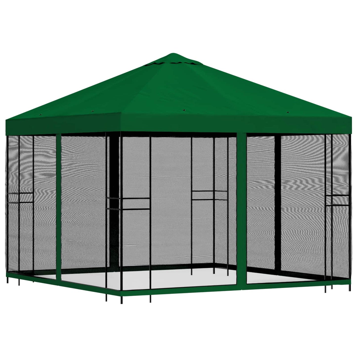 Hagepaviljong med sidevegger 3 x 3 m Grønn Polyester og stål