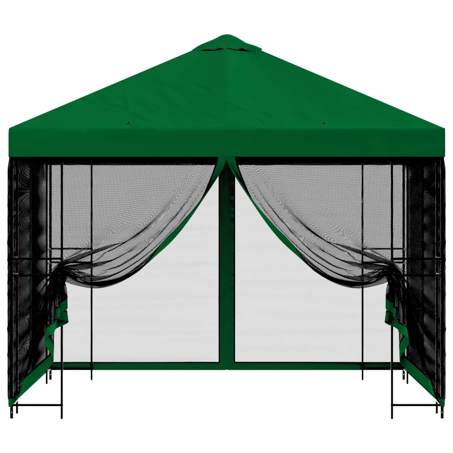 Hagepaviljong med sidevegger 3 x 3 m Grønn Polyester og stål