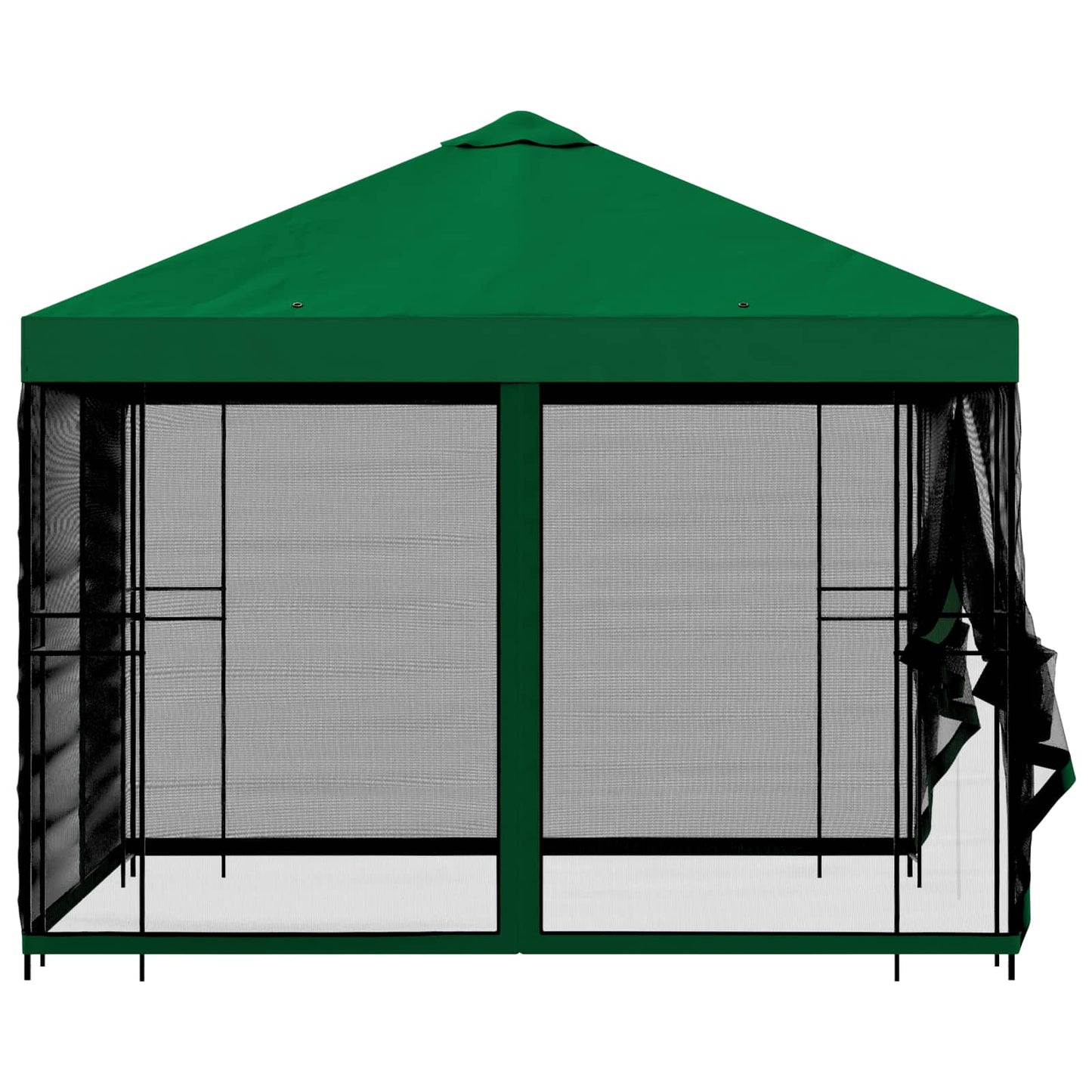 Hagepaviljong med sidevegger 3 x 3 m Grønn Polyester og stål