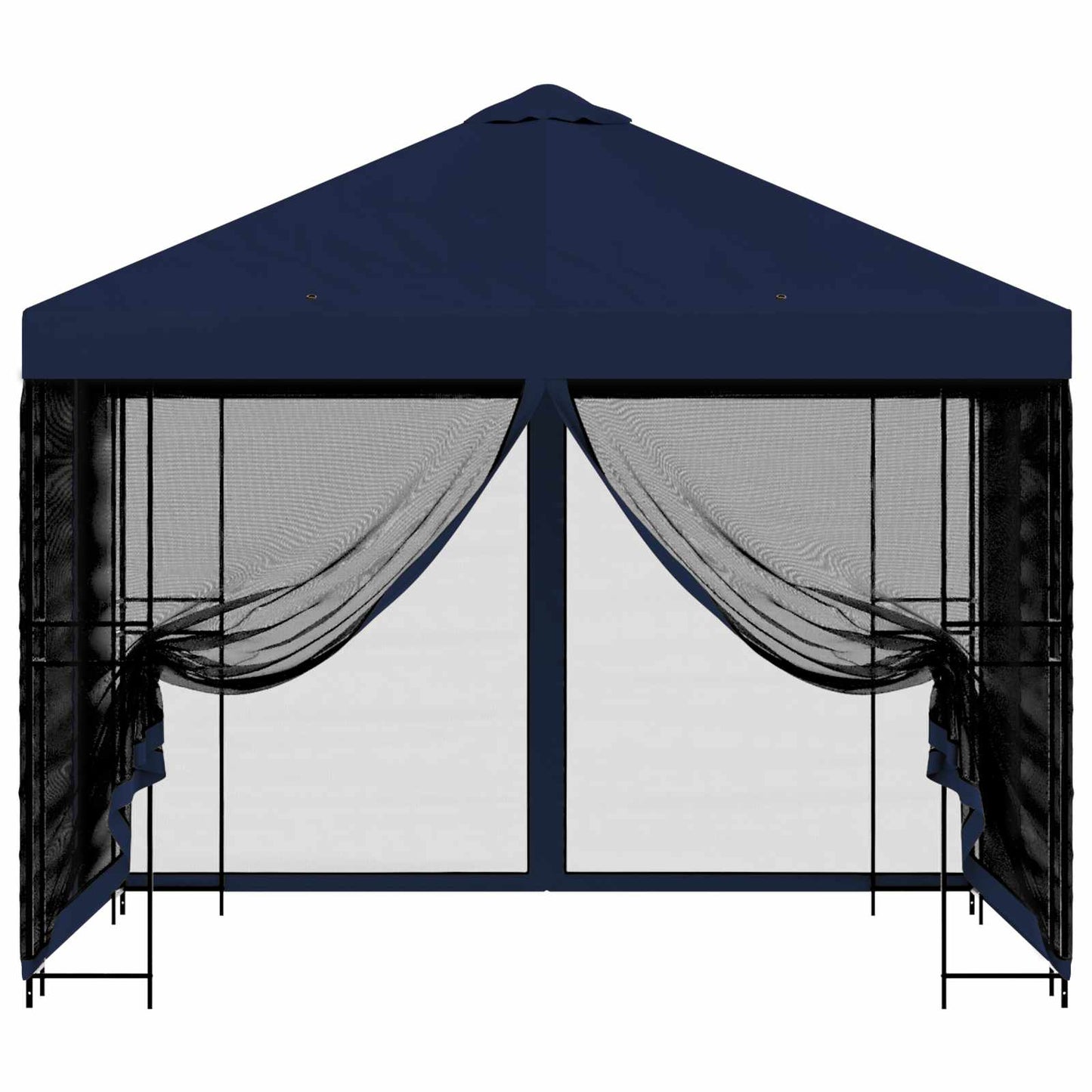 Hagepaviljong med sidevegger 3 x 3 m Blå Polyester og stål