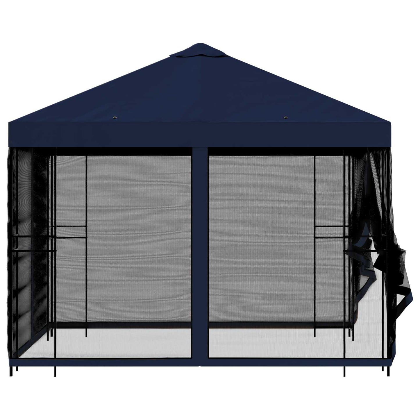 Hagepaviljong med sidevegger 3 x 3 m Blå Polyester og stål