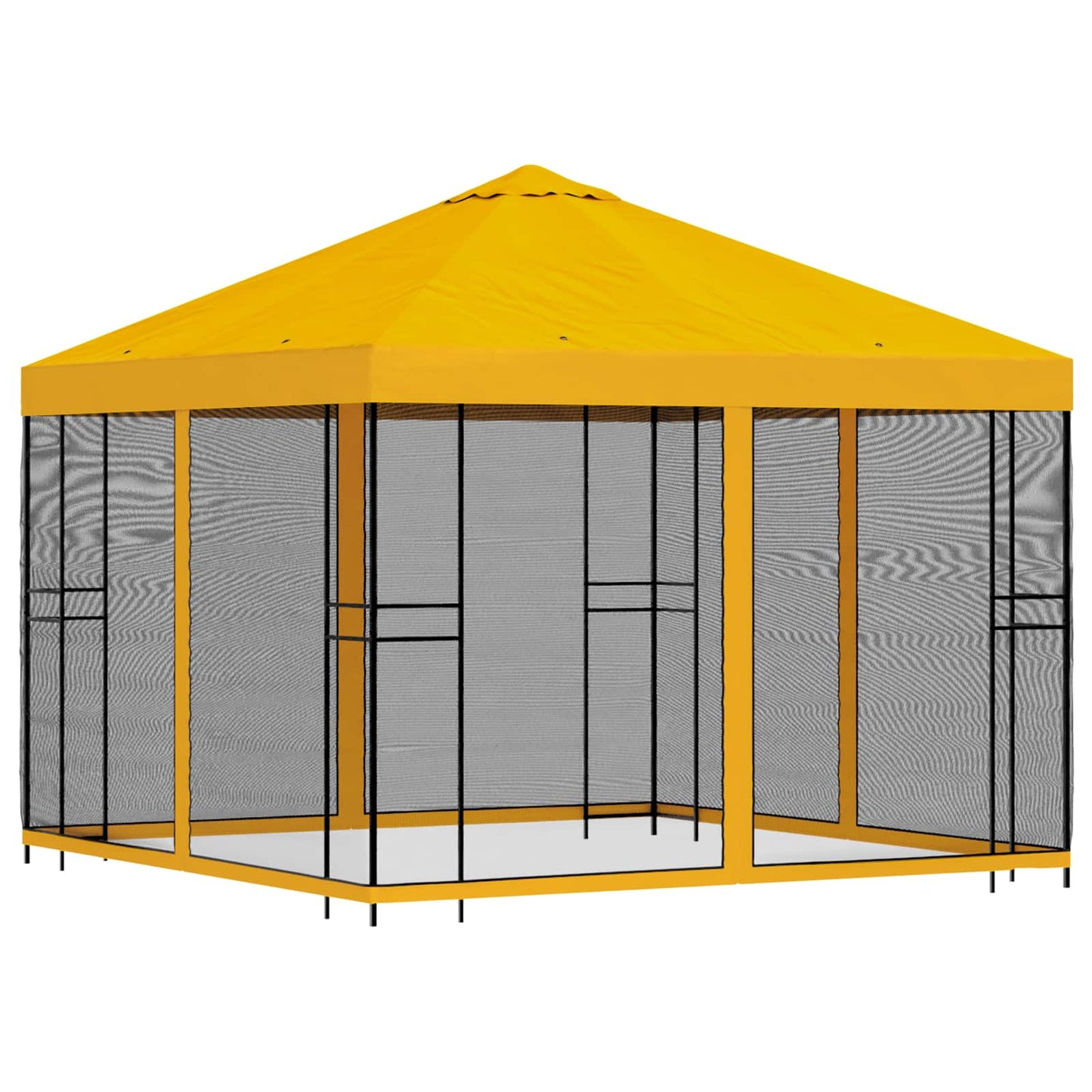 Hagepaviljong med sidevegger 3 x 3 m Gul Polyester og stål