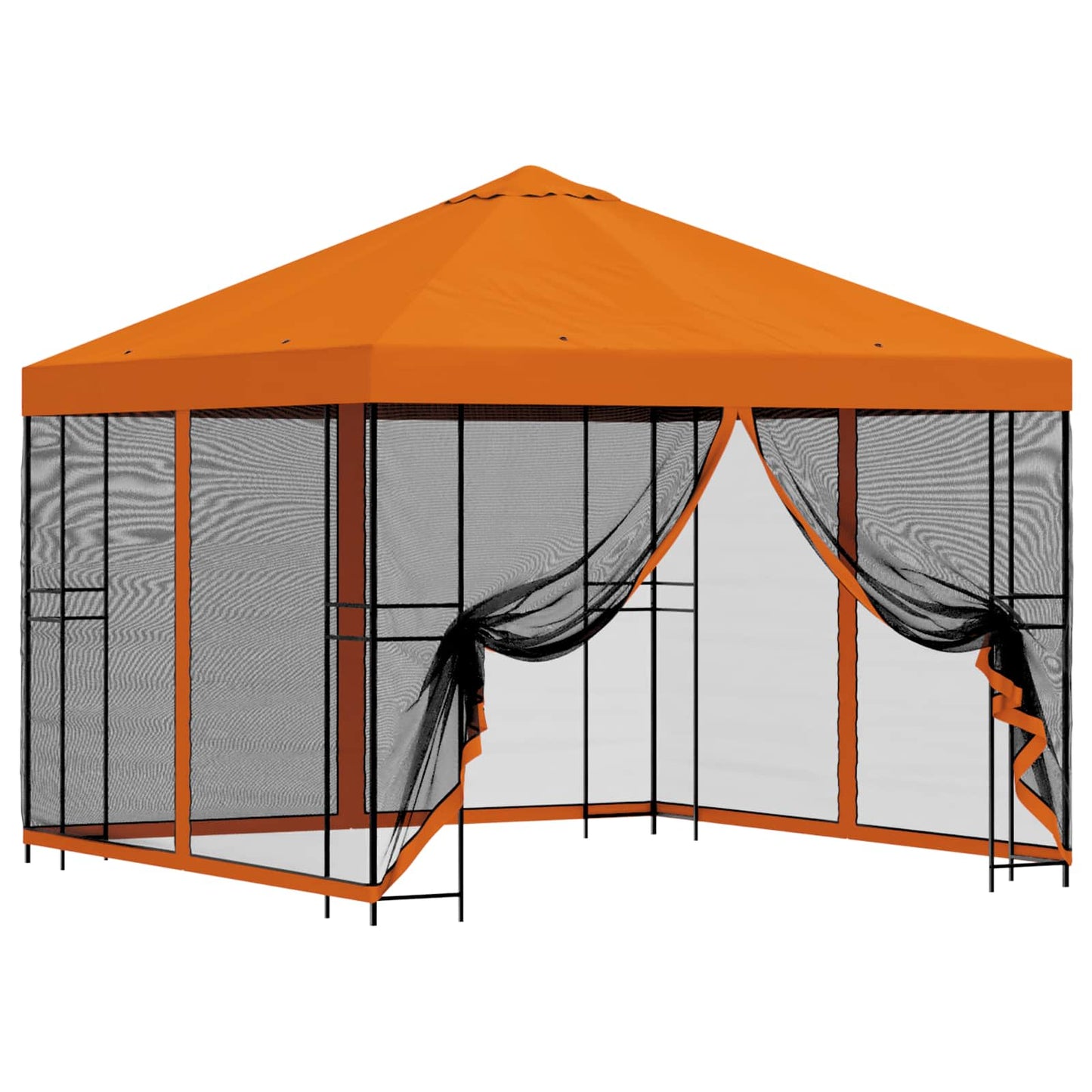 Hagepaviljong med sidevegger 3 x 3 m Oransje Polyester og stål