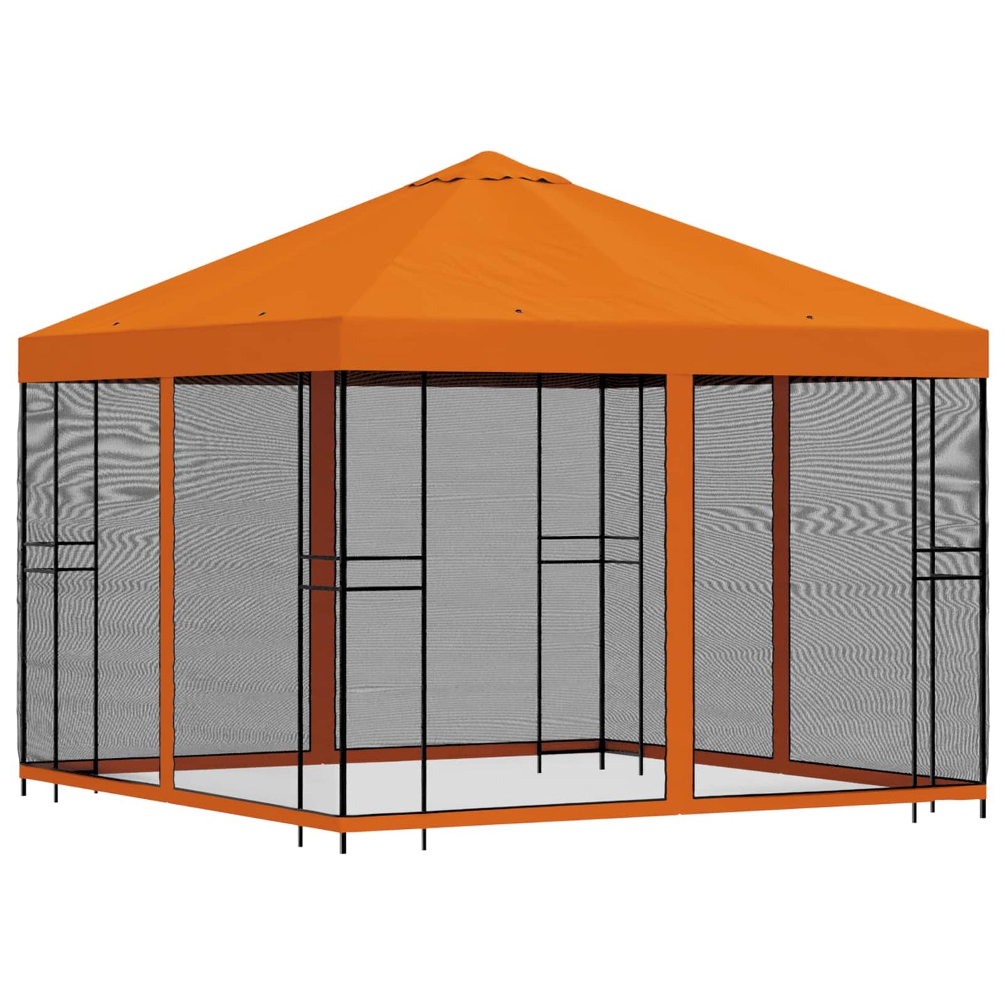Hagepaviljong med sidevegger 3 x 3 m Oransje Polyester og stål