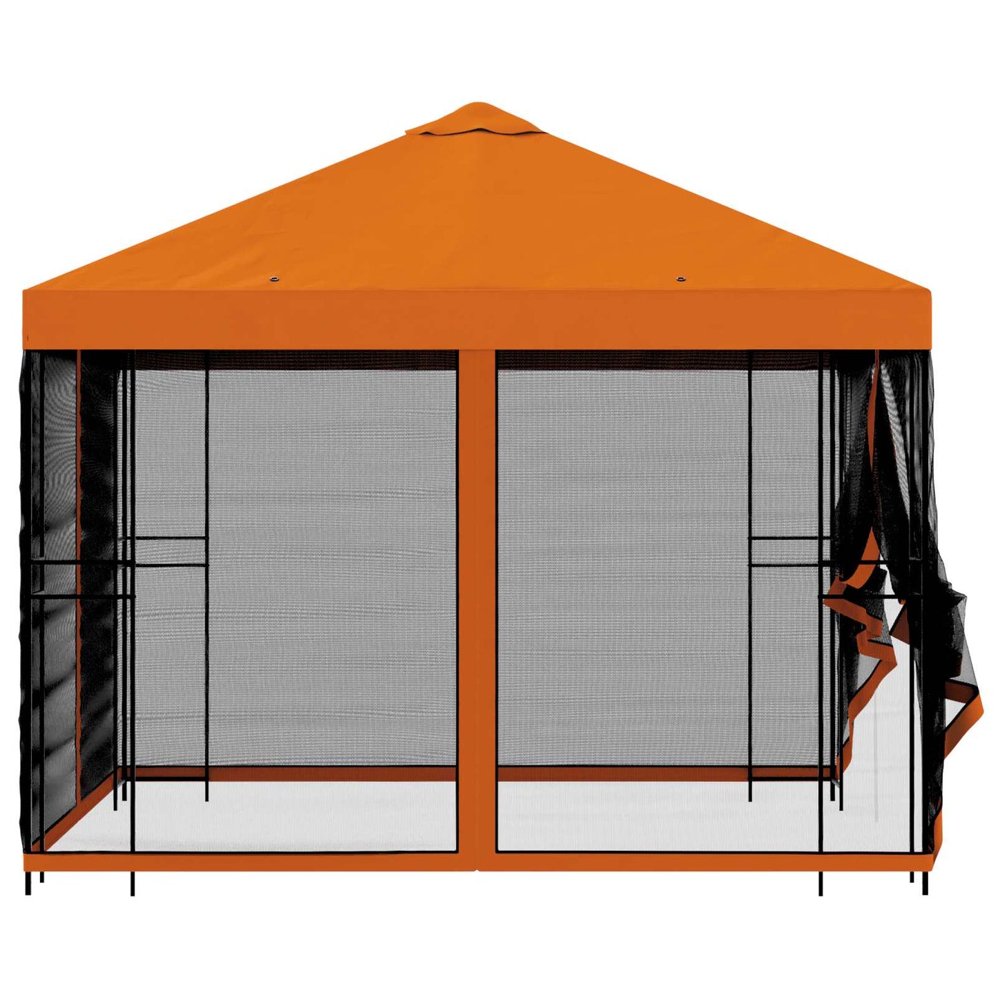 Hagepaviljong med sidevegger 3 x 3 m Oransje Polyester og stål