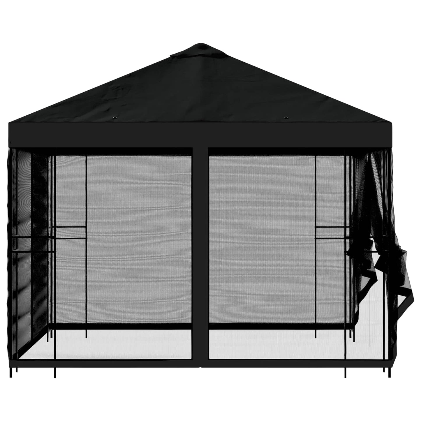 Hagepaviljong med sidevegger 3 x 3 m Svart Polyester og stål