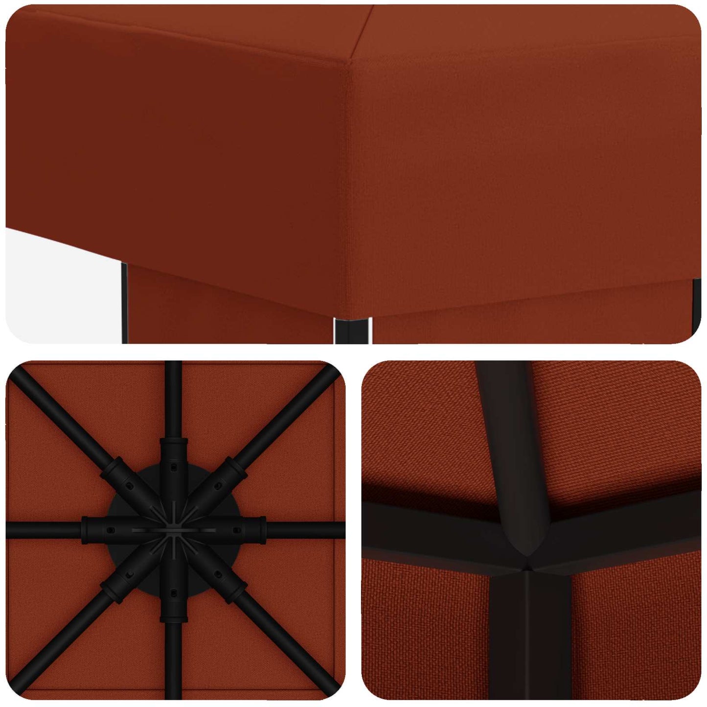 Paviljong 3 x 3 m Terrakotta Polyester og stål 190 gsm