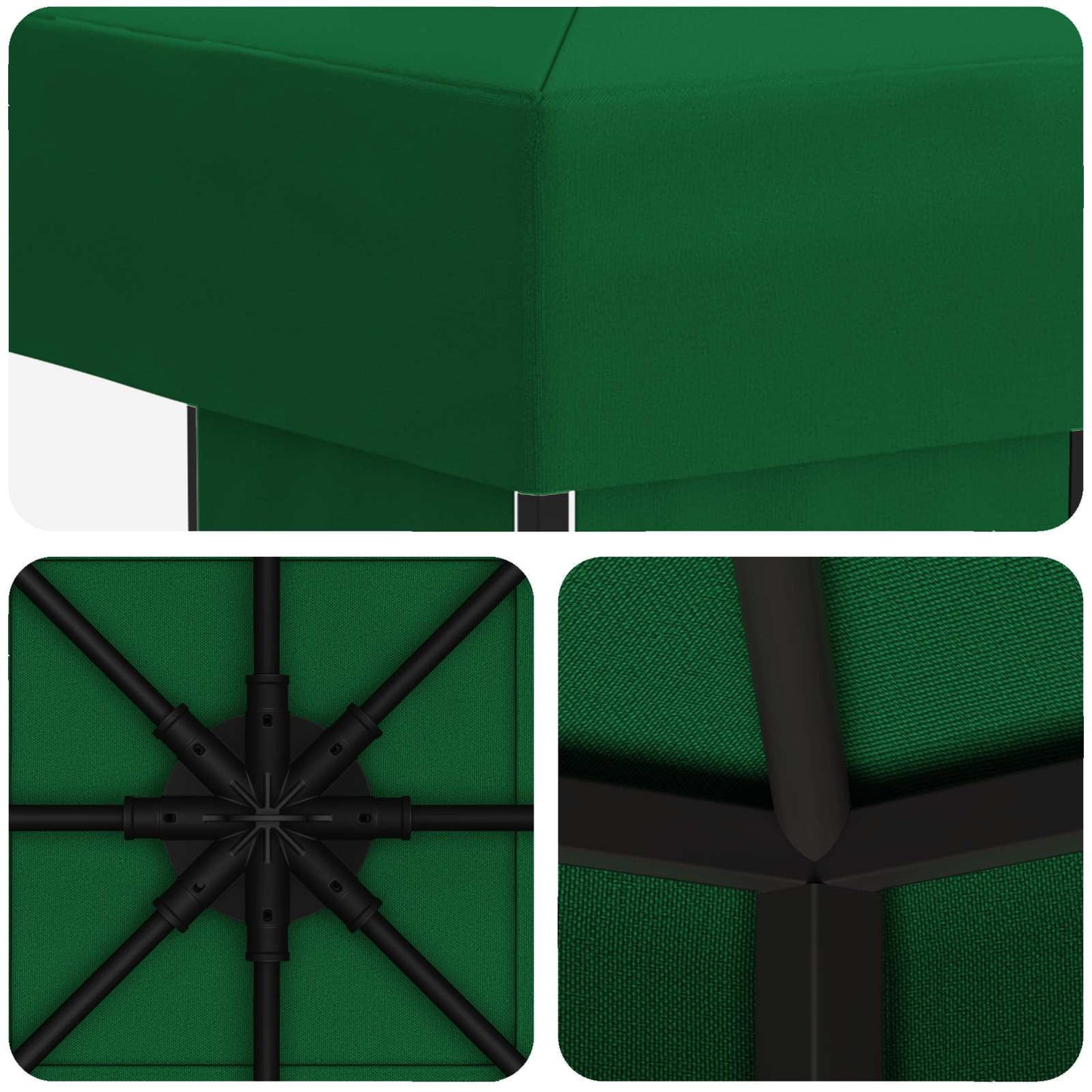 Paviljong 3 x 3 m Grønn Polyester og stål 190 gsm