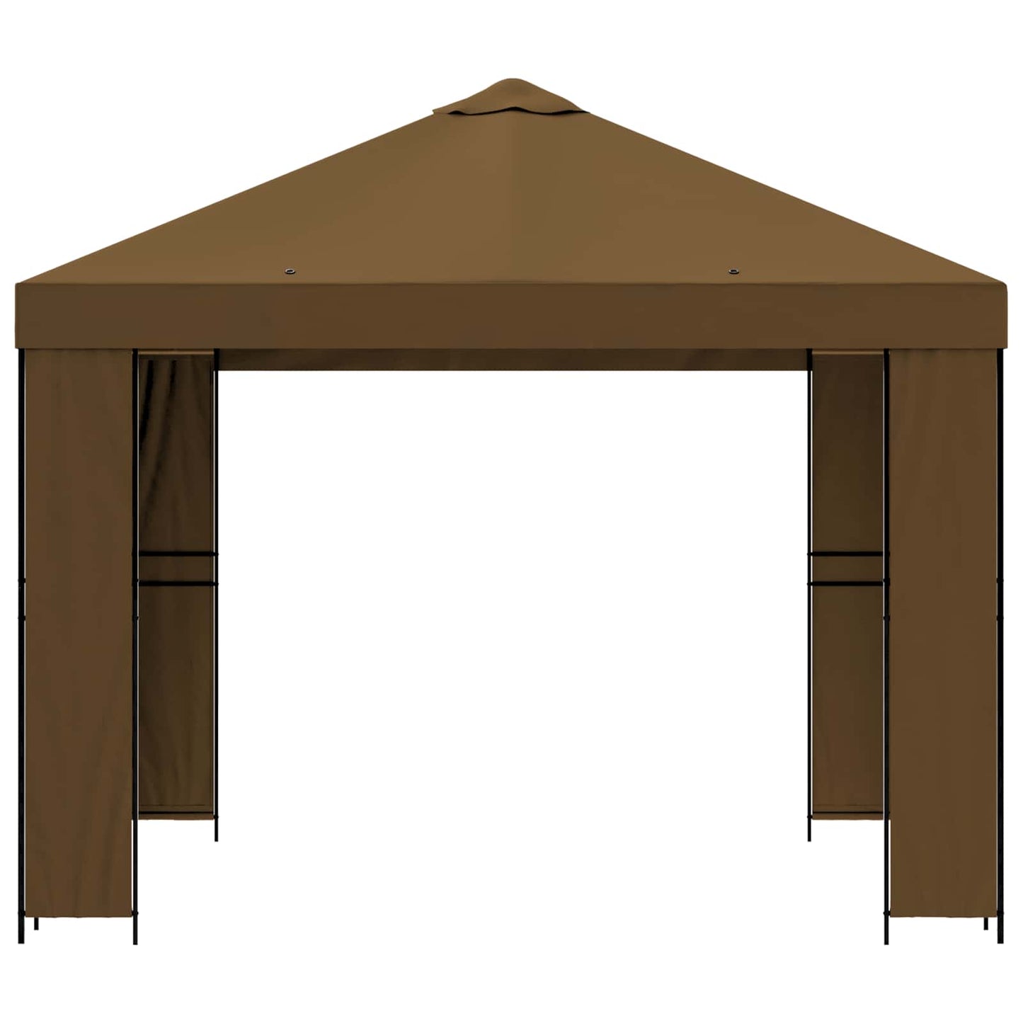 Paviljong 3 x 3 m Gråbrun Polyester og stål 190 gsm