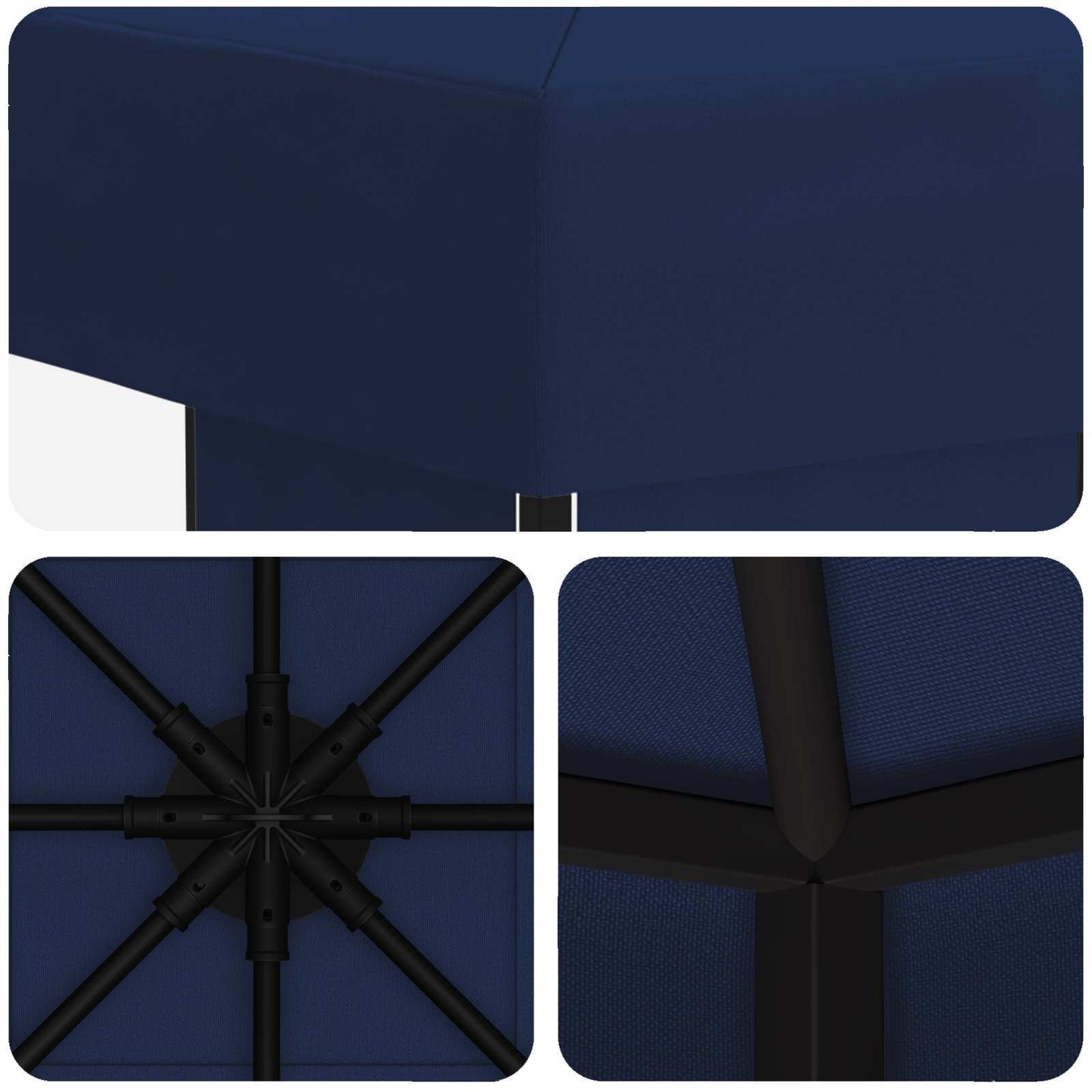 Paviljong 3 x 3 m Blå Polyester og stål 190 gsm