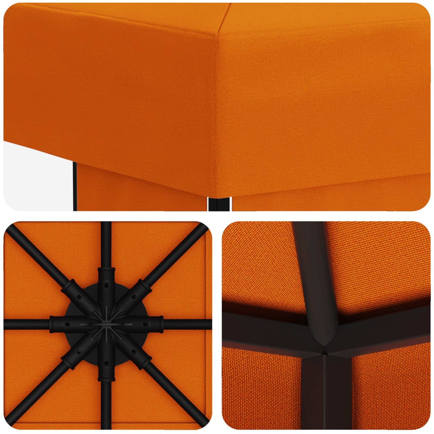 Paviljong 3 x 3 m Oransje Polyester og stål 190 gsm