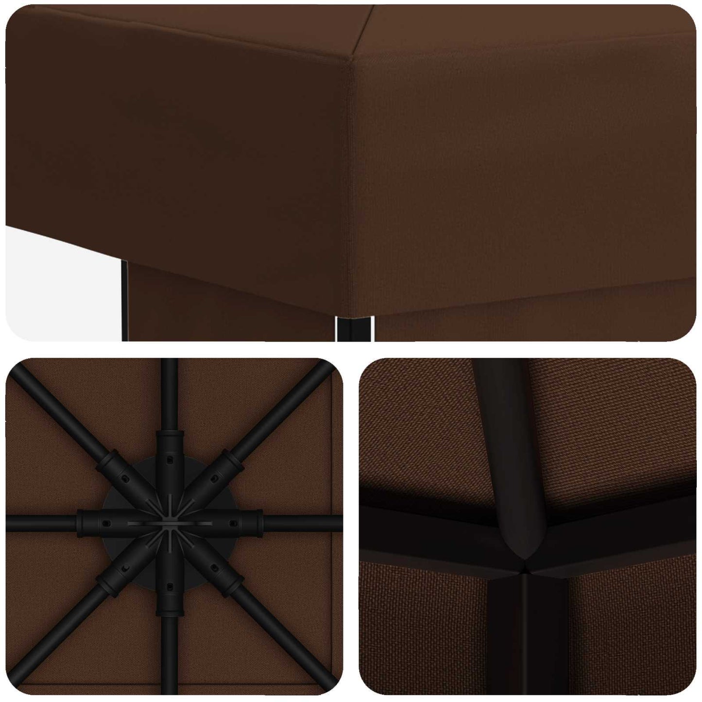 Paviljong 3 x 3 m Brun Polyester og stål 190 gsm