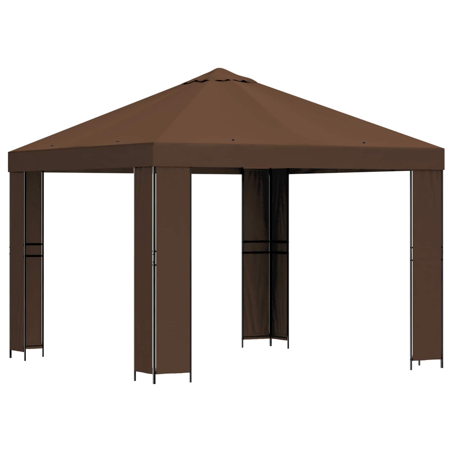 Paviljong 3 x 3 m Brun Polyester og stål 190 gsm