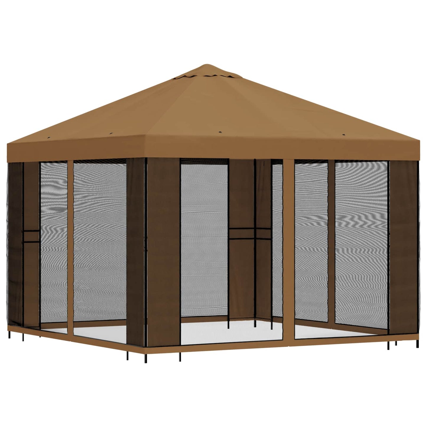 Hagepaviljong med sidevegger 3 x 3 m Beige Polyester og stål