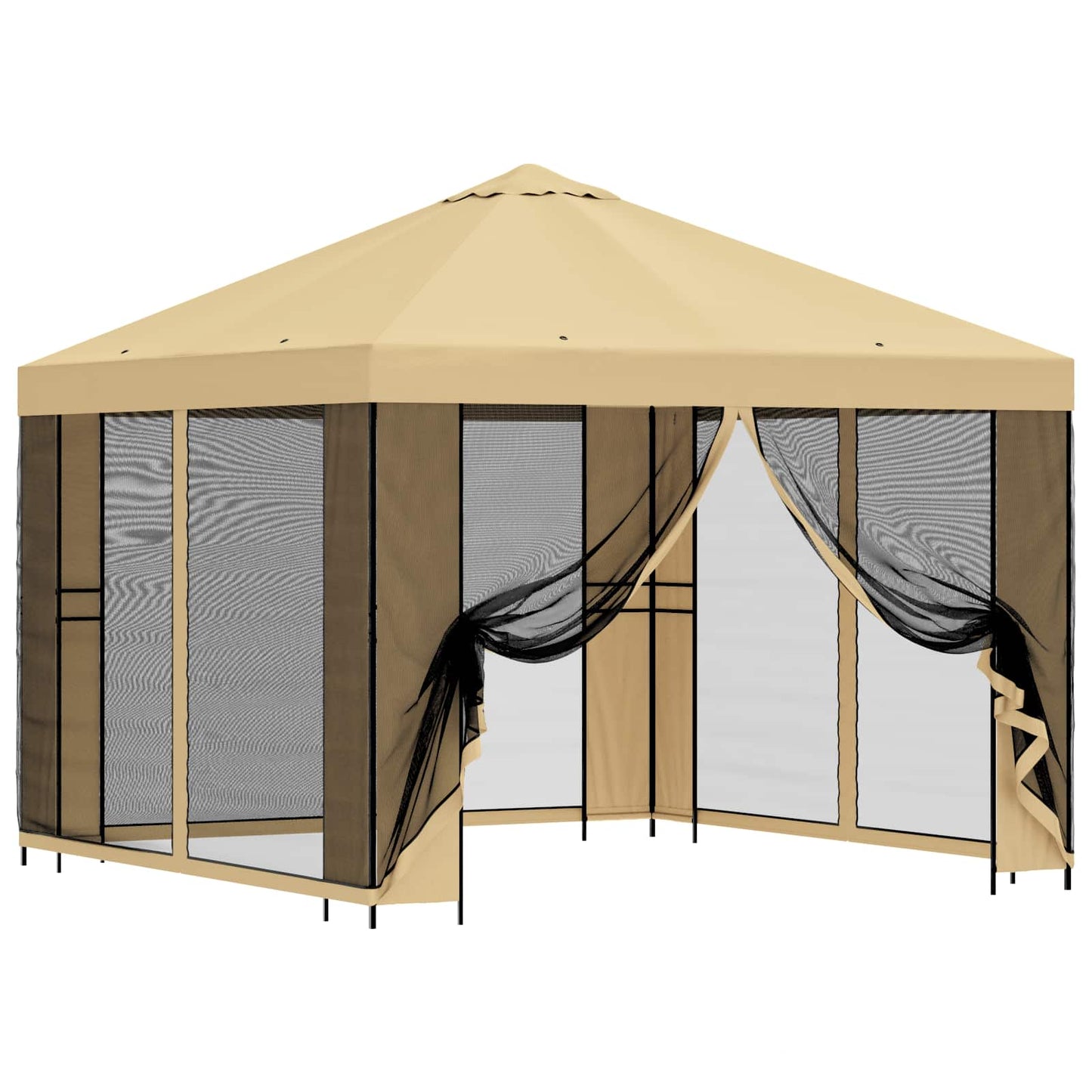 Hagepaviljong med sidevegger 3 x 3 m Krem Polyester og stål