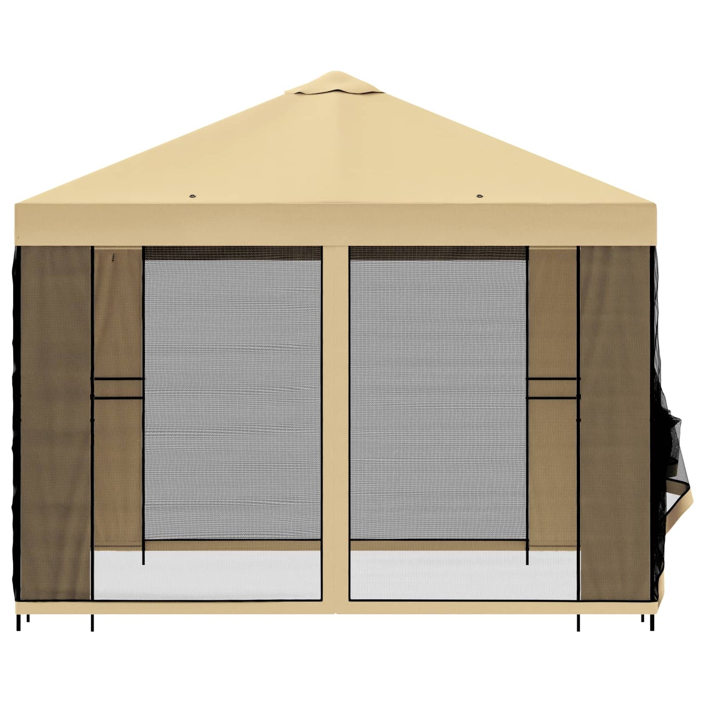Hagepaviljong med sidevegger 3 x 3 m Krem Polyester og stål