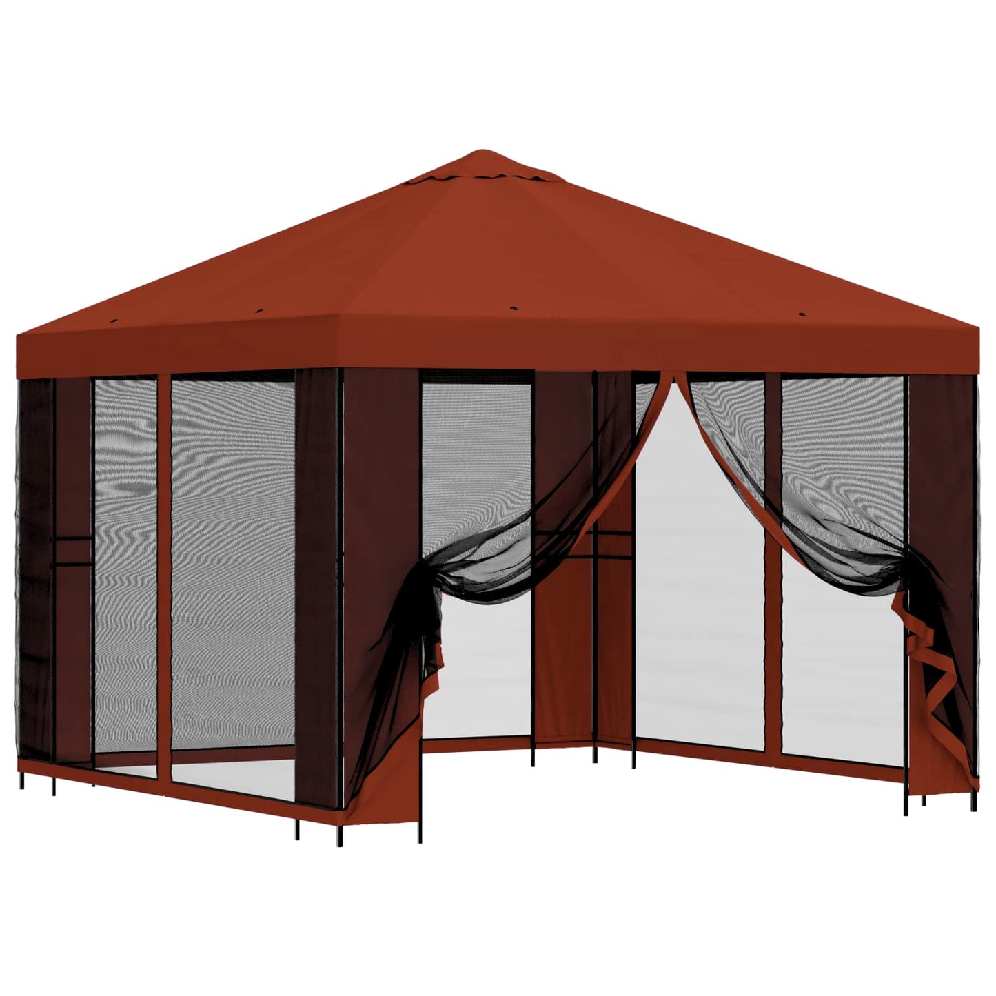 Hagepaviljong med sidevegger 3 x 3 m Terrakotta