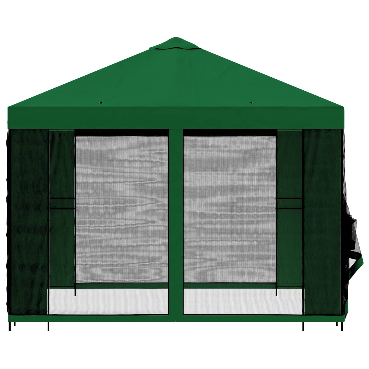 Hagepaviljong med sidevegger 3 x 3 m Grønn Polyester og stål