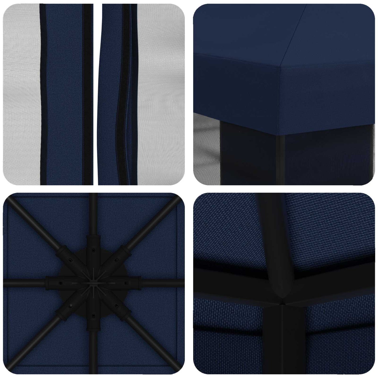 Hagepaviljong med sidevegger 3 x 3 m Blå Polyester og stål