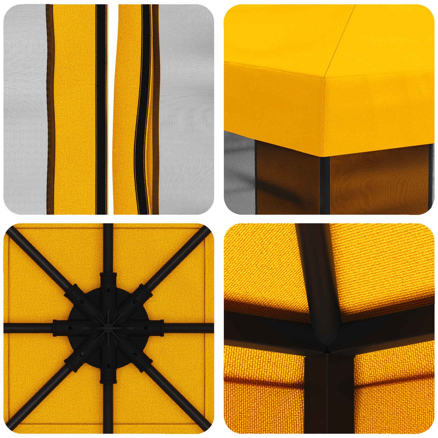 Hagepaviljong med sidevegger 3 x 3 m Gul Polyester og stål