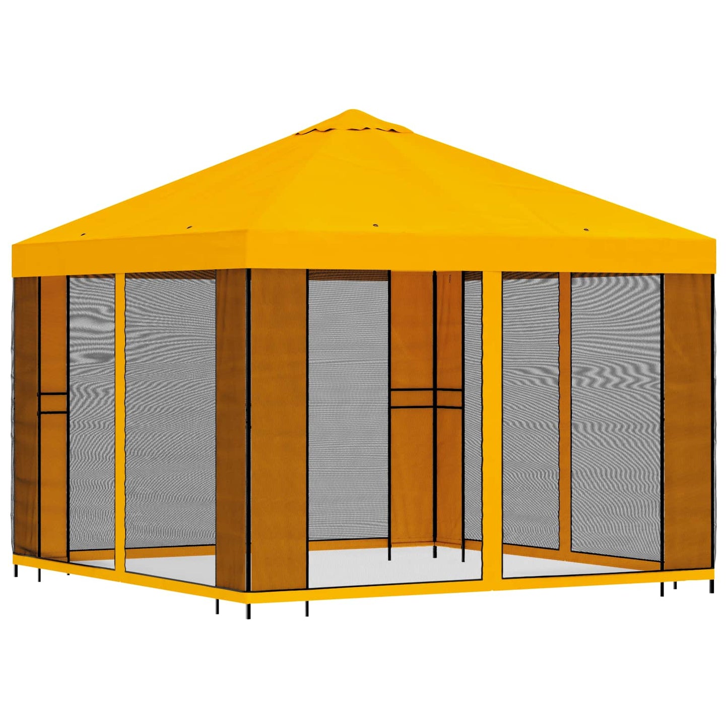 Hagepaviljong med sidevegger 3 x 3 m Gul Polyester og stål
