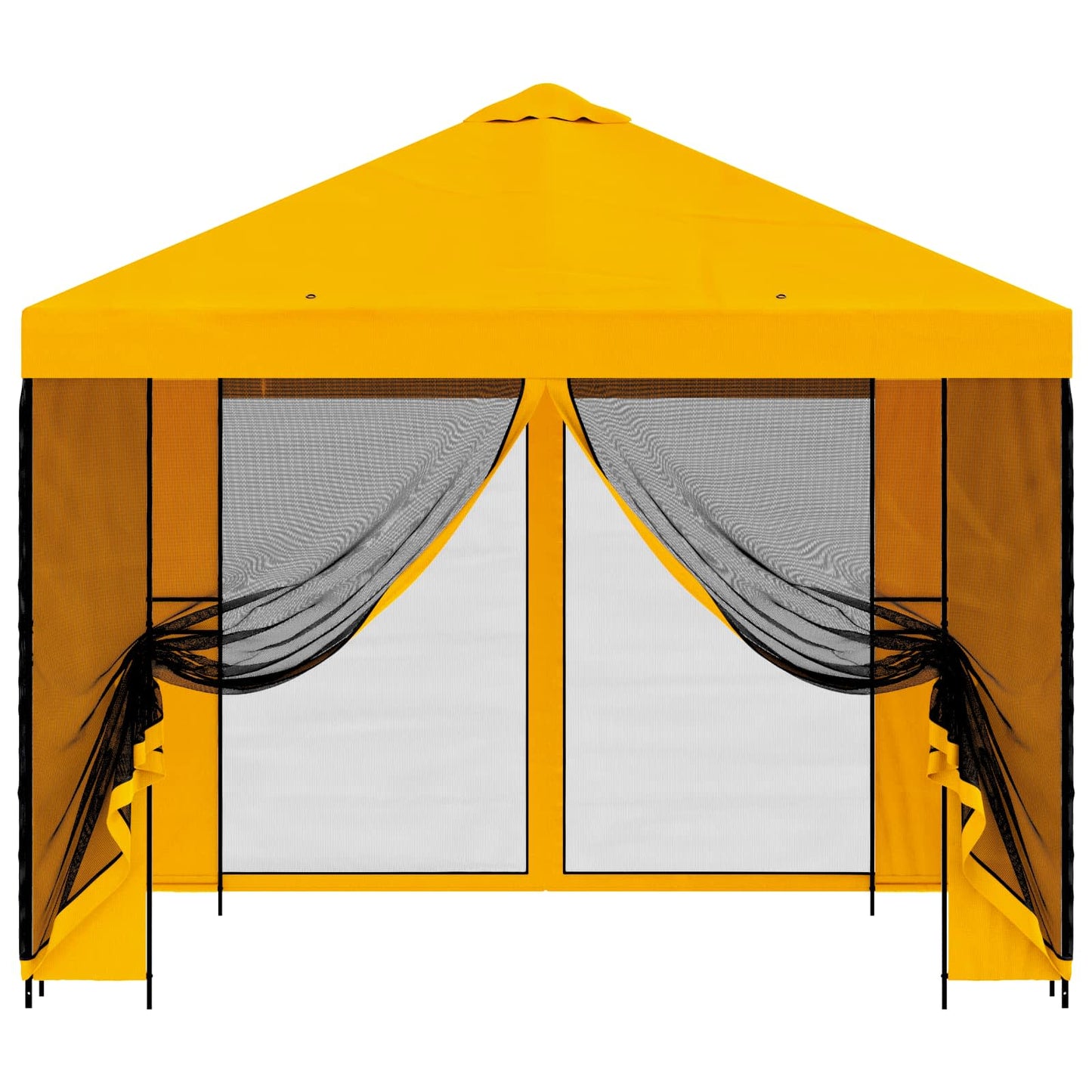 Hagepaviljong med sidevegger 3 x 3 m Gul Polyester og stål