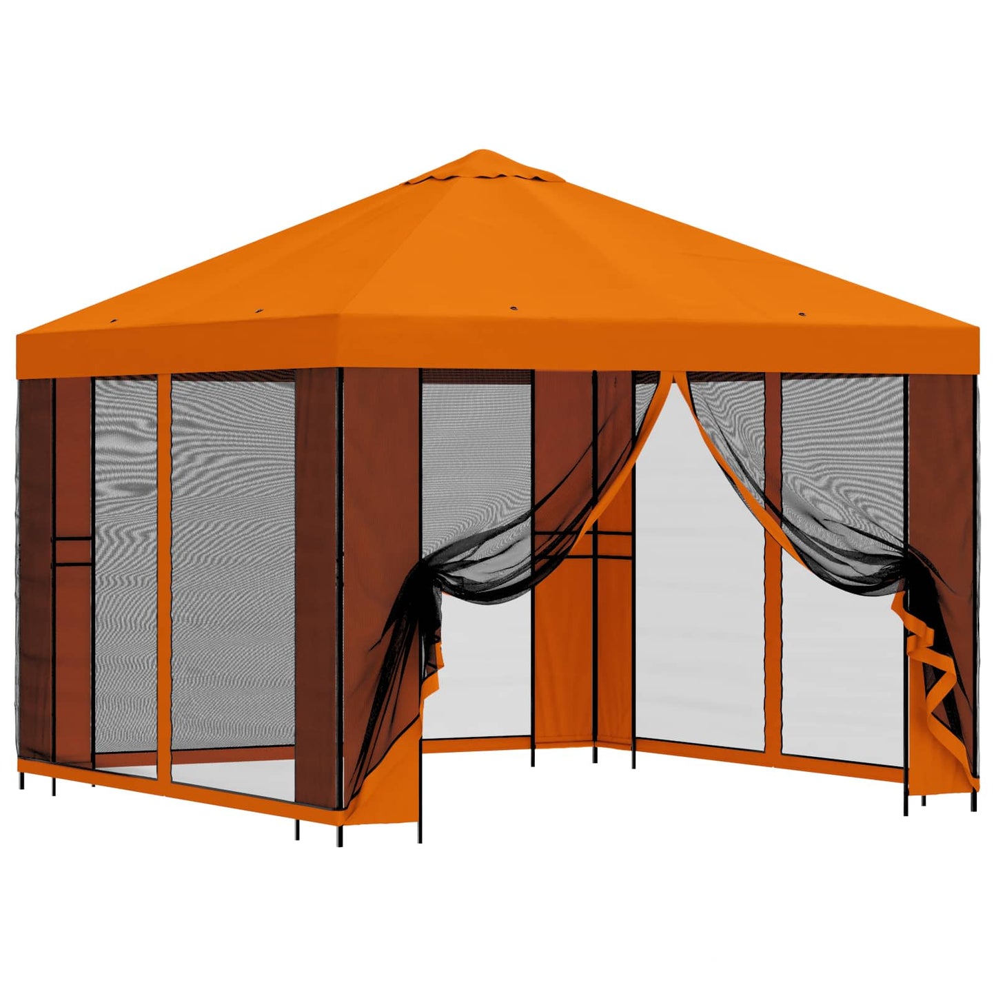Hagepaviljong med sidevegger 3 x 3 m Oransje Polyester og stål