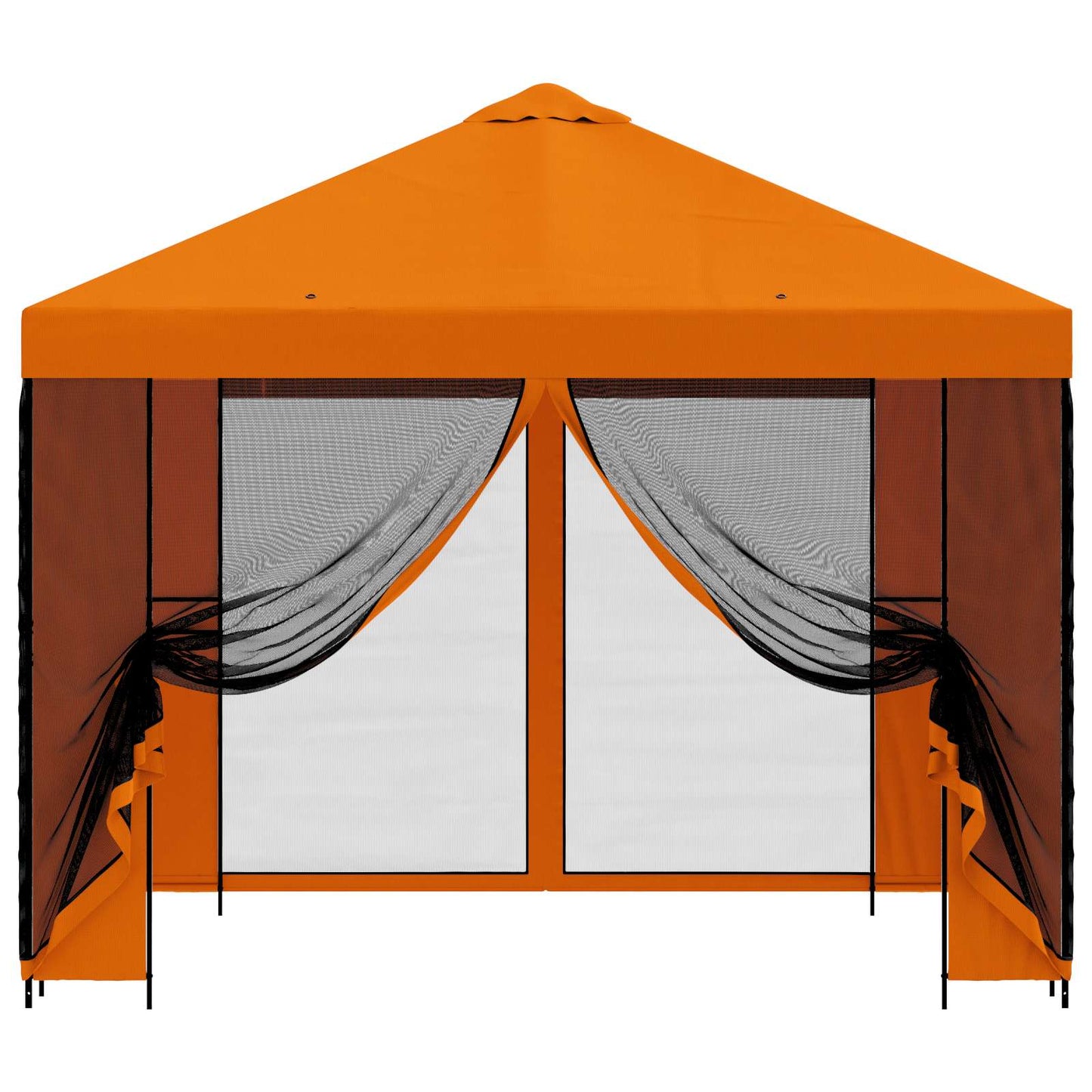 Hagepaviljong med sidevegger 3 x 3 m Oransje Polyester og stål