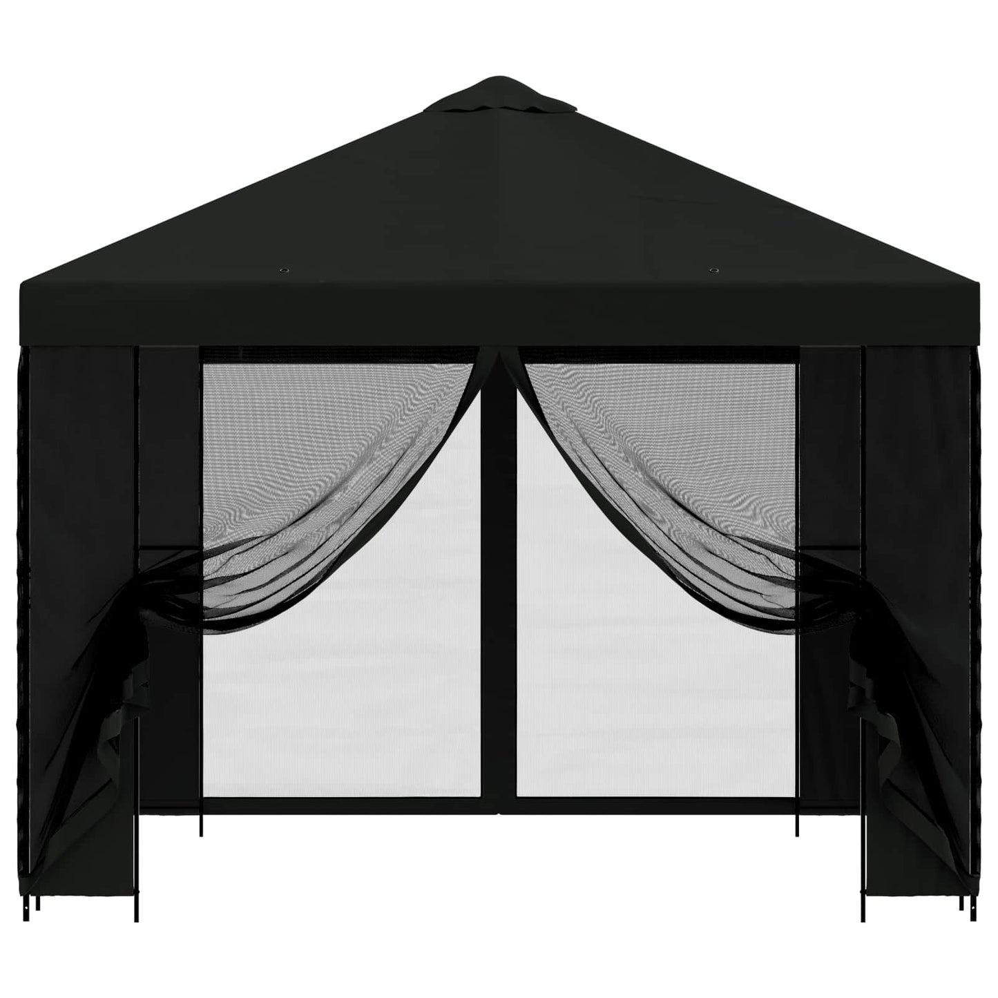 Hagepaviljong med sidevegger 3 x 3 m Svart Polyester og stål
